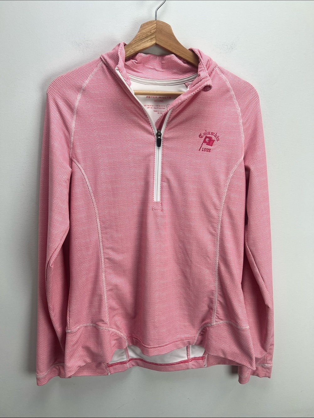 Peter Millar Columbia Country Club 1898 Quarter Zip Pullover Pink Womens Large